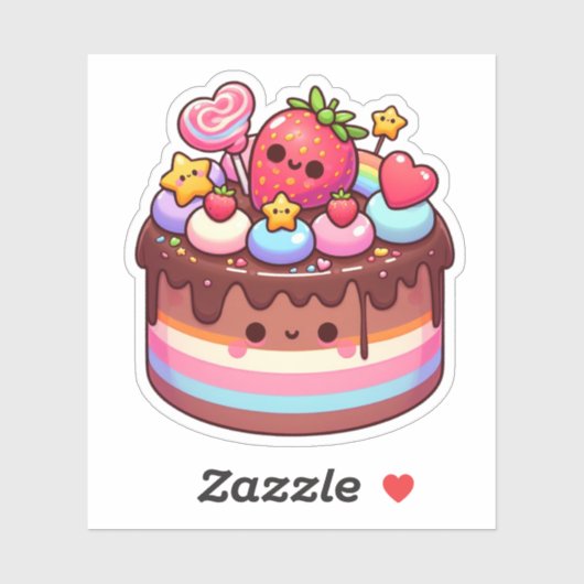 lekker kawaii chocoladetaart sticker (Vel)