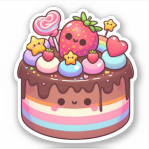 lekker kawaii chocoladetaart sticker