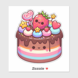 lekker kawaii chocoladetaart sticker