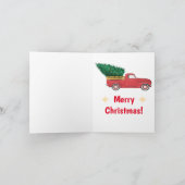 Lekker klein rode vrachtwagentje met een kerstboom feestdagen kaart (Binnen)