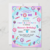 Lekker om zes candyland verjaardagsuitnodiging te  kaart (Voorkant)