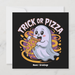Lekker spooky ghost dat pizza eet leuk griezelig g kaart