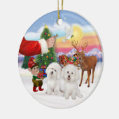 Lekker voorTwee Bichon Frise Keramisch Ornament (Links)