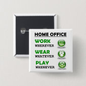 Lekker werken vanuit huis kantoor grappig vierkante button 5,1 cm (Voorkant /achterkant)