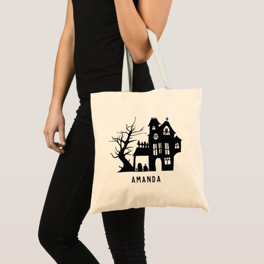 Lekker zwart gehakt huis. Halloween kinder behande Tote Bag (Voorkant (product))