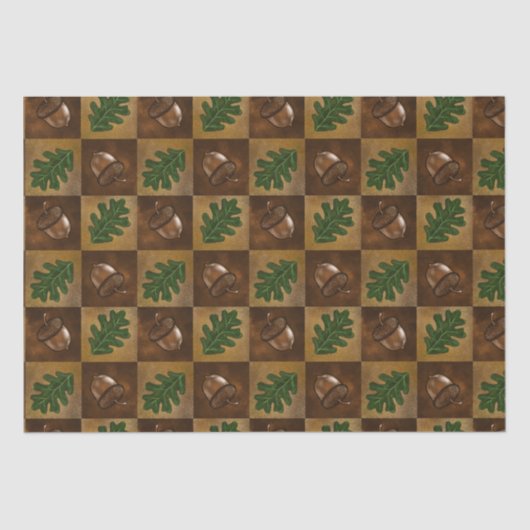 Lekkerbordpatroon voor eikels en eikels tissuepapier (Voorkant)