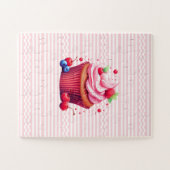 Lekkere Aardbei Cupcake Roze Witte Puzzels  (Horizontaal)