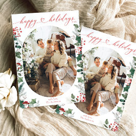 Lekkere Boho Rode Gelukkig Kerstmis Fotokaart Feestdagenkaart
