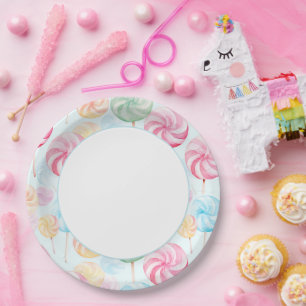 Lekkere Candy Lolly's Whimsische Verjaardag Papieren Bordje