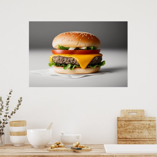 lekkere cheeseburger poster (Keuken)