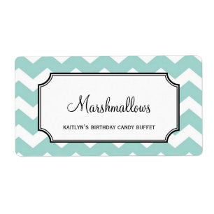 Lekkere chevron blauw custom snoep buffetpot bulk etiket