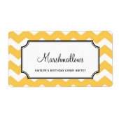 Lekkere chevron geel custom snoep buffetpot bulk etiket (Voorkant)