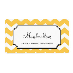 Lekkere chevron geel custom snoep buffetpot bulk etiket