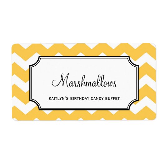 Lekkere chevron geel custom snoep buffetpot bulk etiket (Voorkant)