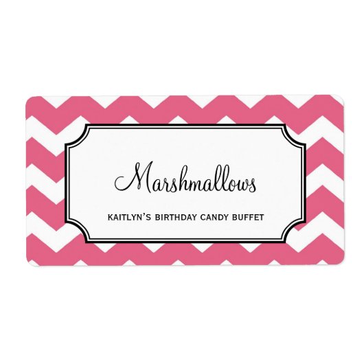 Lekkere chevron roze custom snoep buffetpot bulk etiket (Voorkant)