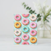 Lekkere cream donuts blauw briefkaart (Staand voorkant)