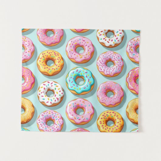 Lekkere cream donuts blauw wandkleed (Voorkant (horizontaal))