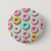 Lekkere creamedonuts blauw ronde button 5,7 cm (Voorkant)