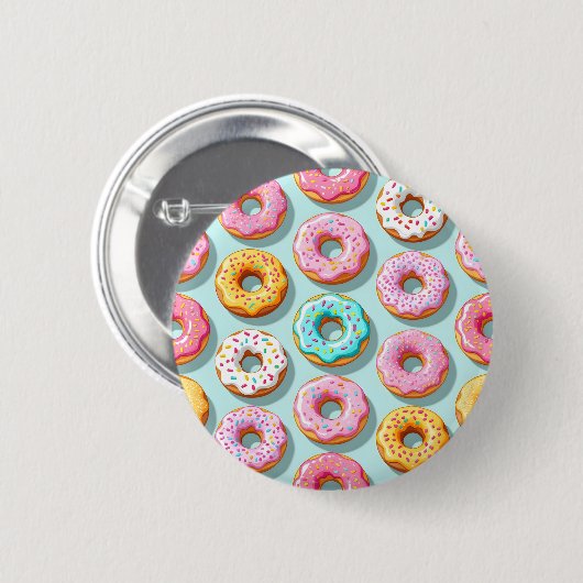 Lekkere creamedonuts blauw ronde button 5,7 cm (Voorkant /achterkant)