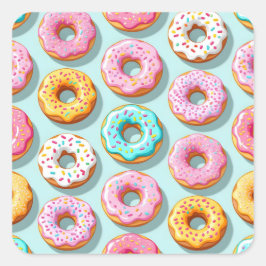 Lekkere creamedonuts blauw vierkante sticker