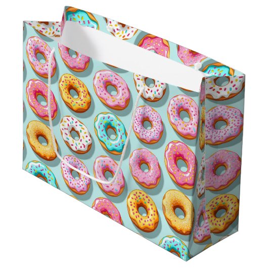 Lekkere crème-donuts blauw groot cadeauzakje (Voorkant Gekanteld)