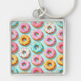 Lekkere crème-donuts blauw sleutelhanger