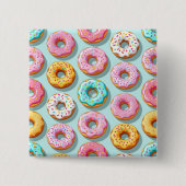 Lekkere crème donuts blauw vierkante button 5,1 cm (Voorkant)