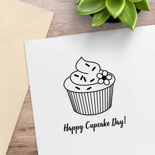 Lekkere Cupcake met Glazuur Aangepaste Tekst Rubberstempel