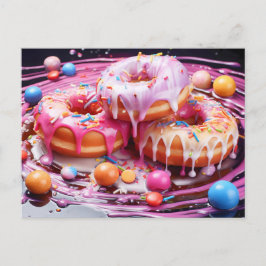 Lekkere donut met suikerglazuur, bovenaanzicht. Ge Briefkaart