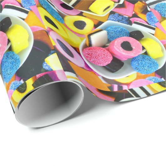 Lekkere drop snoepjes allerlei kleuren snoepgoed cadeaupapier (Rol Hoek)