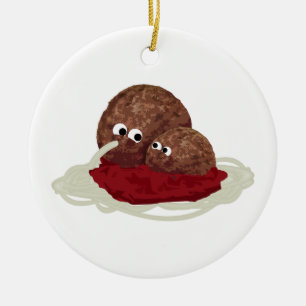 Lekkere gehaktbal die spaghetti eet keramisch ornament