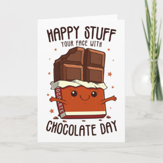Lekkere Gelukzalige Gezicht Vol Met Chocolade Dag  Kaart