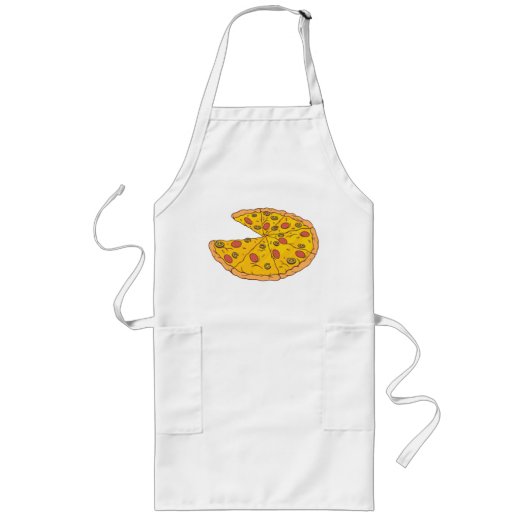 Lekkere Gesneden Pizza Cartoon Ontwerp Lang Schort (Voorkant)
