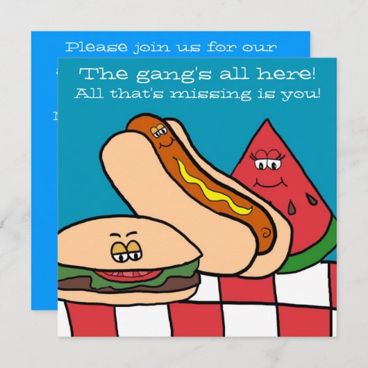 Lekkere Hamburger en Hot Dog BBQ-feestje Kaart (Voorkant / Achterkant)