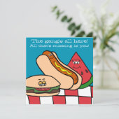 Lekkere Hamburger en Hot Dog BBQ-feestje Kaart (Staand voorkant)