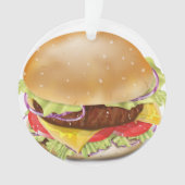 Lekkere hamburger of cheeseburger. ornament (voorkant)