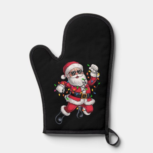 Lekkere Kerstman met Kerst Xmas Lichtjes Feestdage Ovenwant (Voorkant)