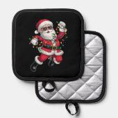 Lekkere Kerstman met Kerstverlichting Vakantie Pannenlap (Voorkant / Achterkant)