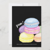 LEKKERE KLEURRIJKE MACAROONS, VERJAARDAGSFEEST KAART (Achterkant)