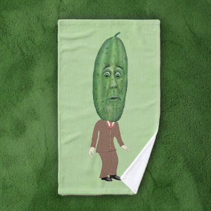 Lekkere Man Bruine Pak Grote Groene Augurk Hoofd G Handdoek