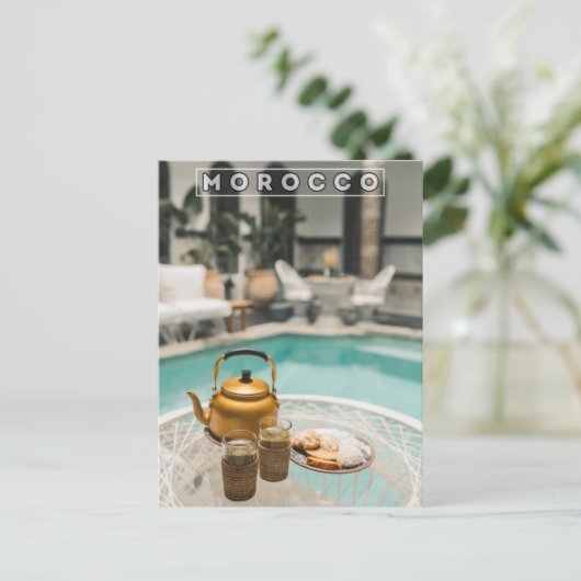 Lekkere Marokkaanse groene munt thee in Marrakech Briefkaart (Staand voorkant)