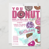 Lekkere Mooie Roze Turquoise Donuts Aquarel Verjaa Magnetische Uitnodiging (Voorkant)