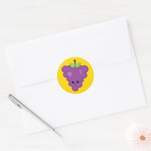 Lekkere Paarse druiven Ronde Sticker (Envelop)