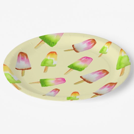 Lekkere regenboog popsicle party papieren bordje (Gekanteld)