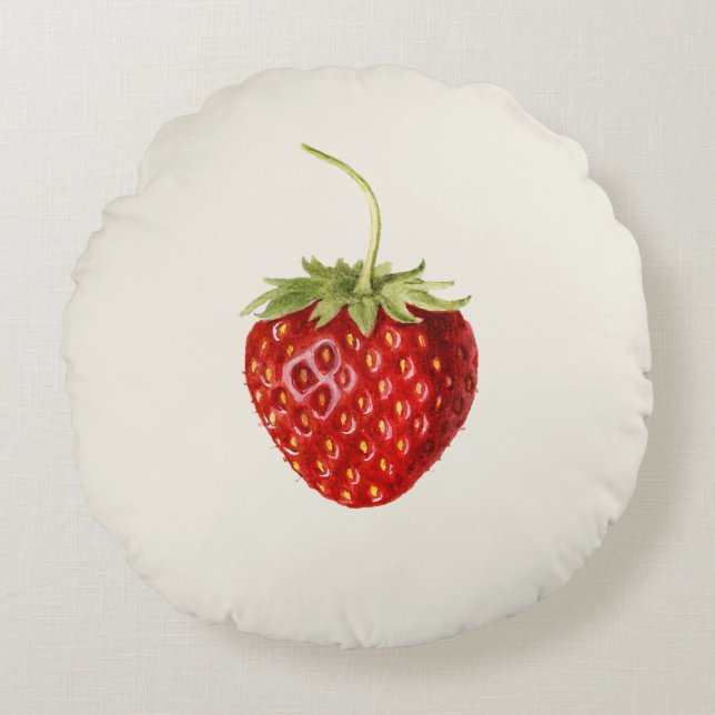 Lekkere rode aardbei (Louis C.C. Krieger) Rond Kussen (Voorkant)