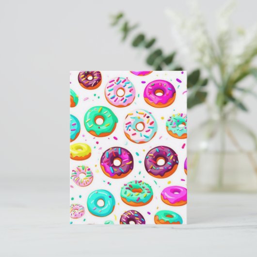 Lekkere roomdonuts patroon briefkaart (Staand voorkant)