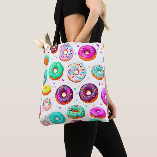 Lekkere roomdonuts patroon tote bag (Dichtbij)