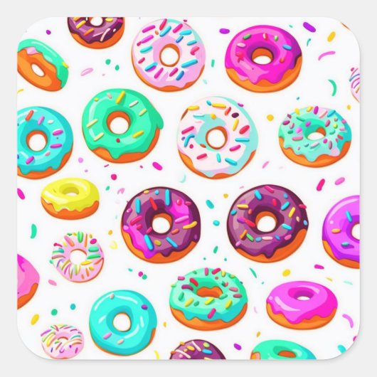 Lekkere roomdonuts patroon vierkante sticker (Voorkant)