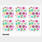 Lekkere roomdonuts patroon vierkante sticker (Vel)