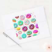 Lekkere roomdonuts patroon vierkante sticker (Envelop)
